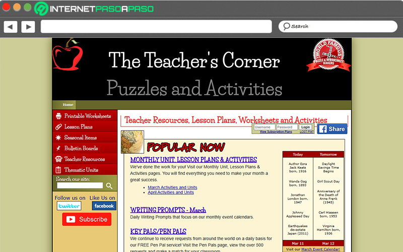Web de The Teacher’s Corner