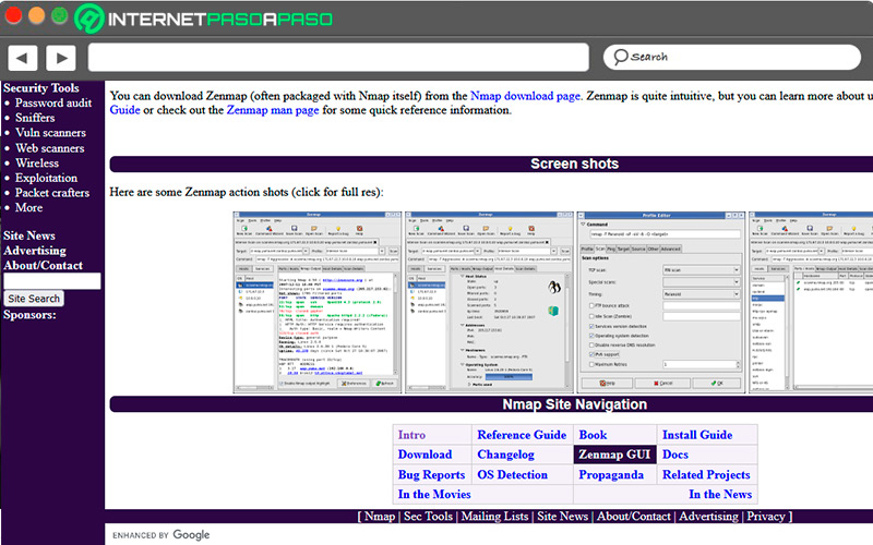 Web de Zenmap para Linux