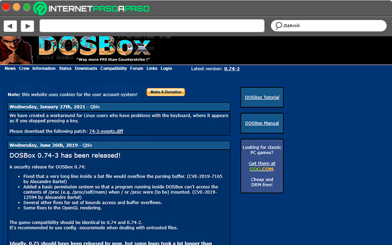 Web oficial de DosBox