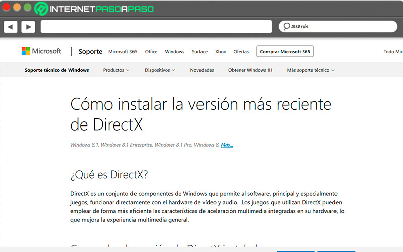 Web para instalar DirectX