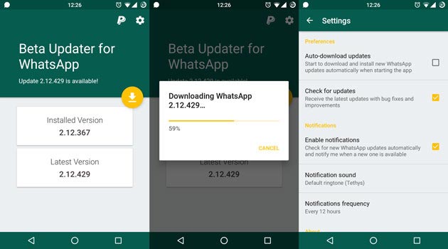 Whatsapp Beta Updater para actualizar version mas reciente