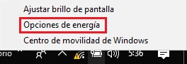 Opciones de energía Windows 10