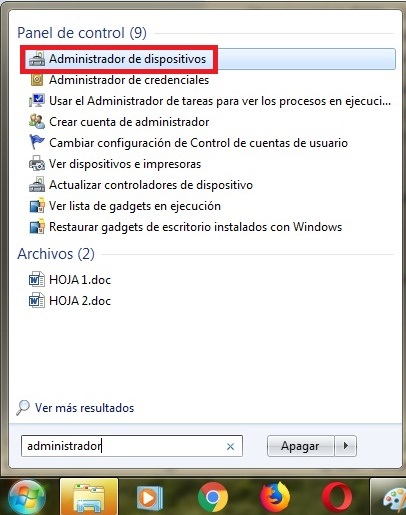 acceder al administrador de dispositivos windows 7 por el panel de control