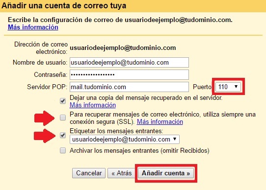 activar hosting en gmail