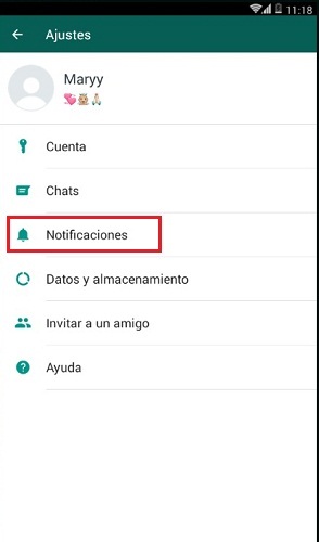ajuste de las notificaciones de whatsApp