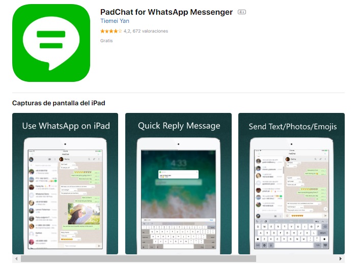 aplicacion para Whatsapp en iPad Chat for WhatsApp