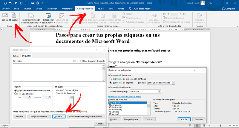 Pasos para crear tus propias etiquetas en tus documentos de Microsoft Word