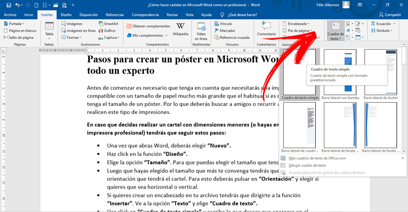 Pasos para crear un póster en Microsoft Word como todo un experto