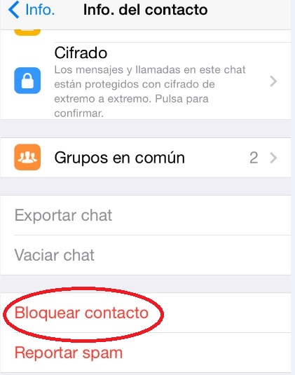 bloquear contacto de whatsapp desde perfil en iphone
