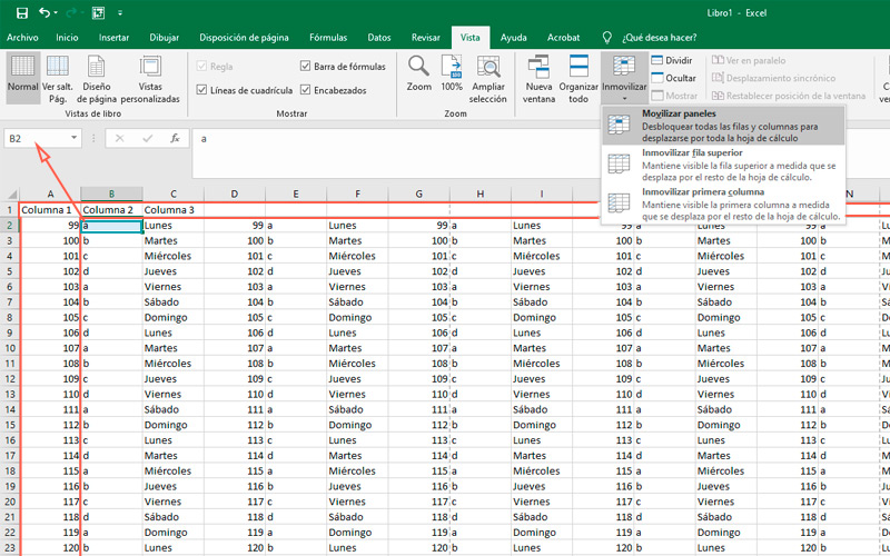 Pasos para fijar una fila en tus hojas de cálculo de Microsoft Excel inmovilizar paneles