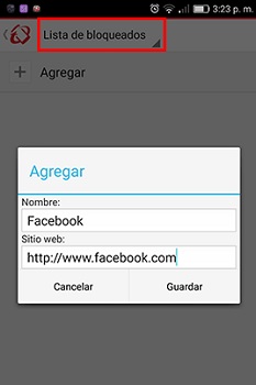 bloquear pagina desde android