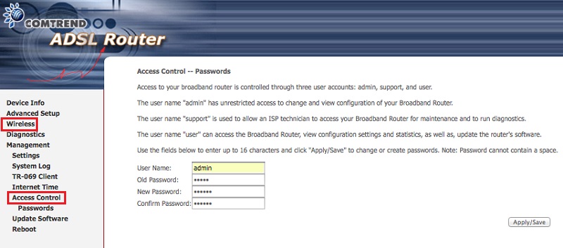 change wifi network access password