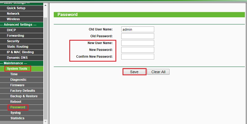 change login credentials to the router configuration panel