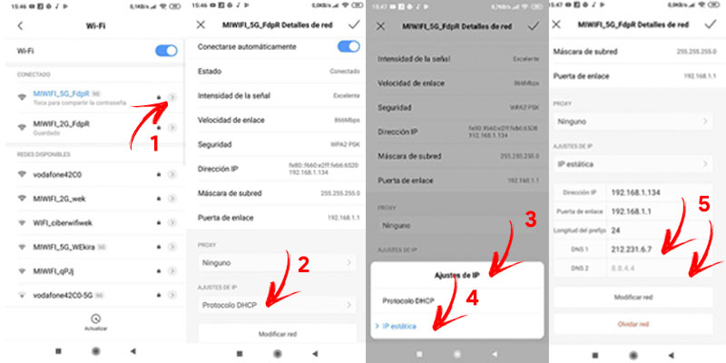 cambiar dns android