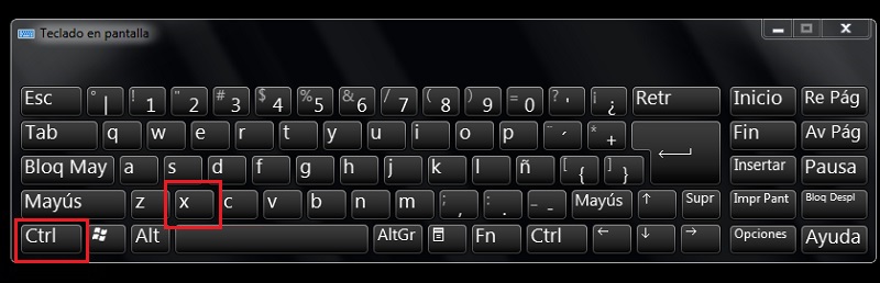 comando ctrl + x
