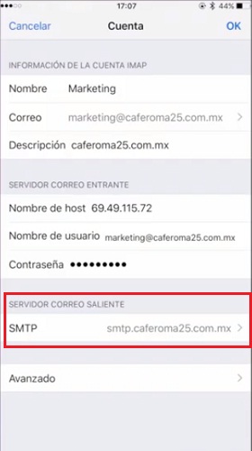 iOS SMTP setup