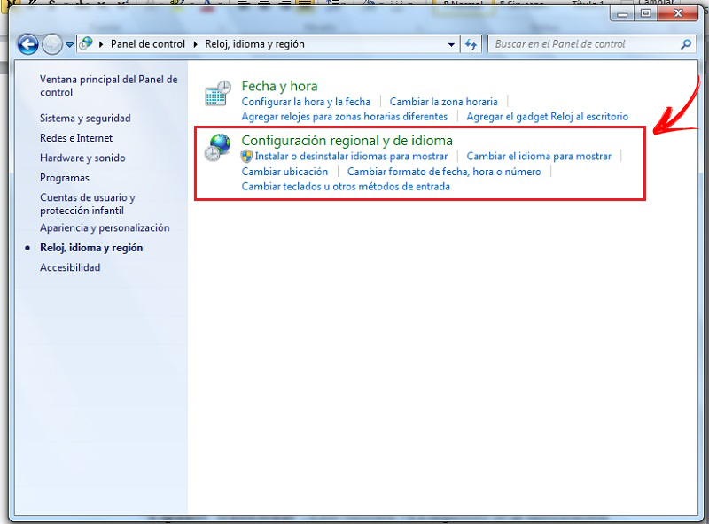 configuracion regional y de idioma windows