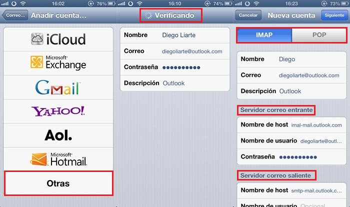 configurar protocolo IMAP y POP