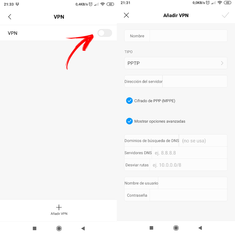 crear VPN en android