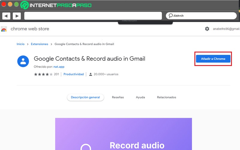 descargar extensión llamada Google Contacts & Record Audio
