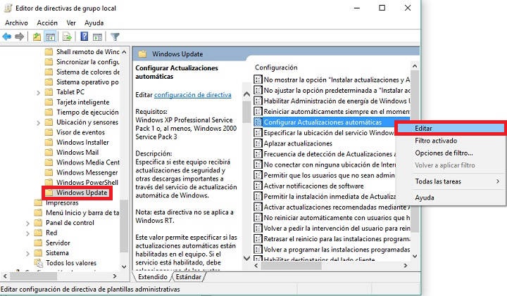 deshabilitar actualizaciones Windows 10