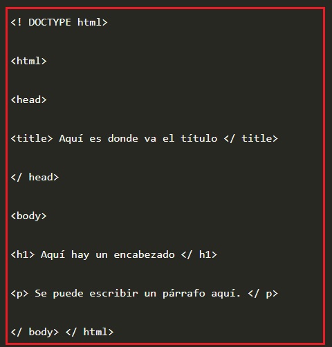 ejemplo de codigo html en archivo de texto