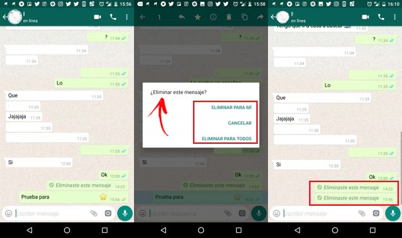 eliminar un mensaje de Whatsapp enviado por error