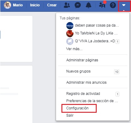 facebook configuración