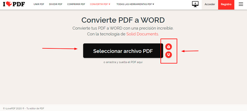 Pasos para convertir un documento de formato PDF a .Docx para abrirlo en Microsoft Word
