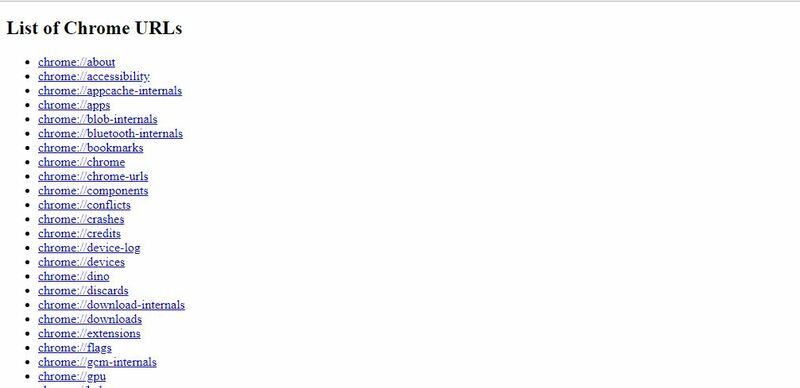 lista de urls google chrome