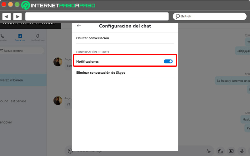 notificaciones de chat skype