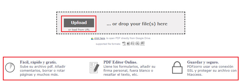 pdfzorro editor online de archivos PDF