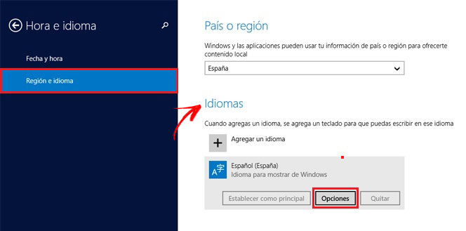 region e idioma windows 8