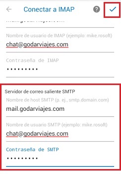  servidor de correo saliente SMTP