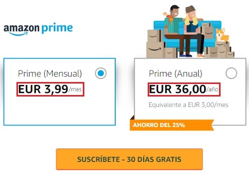 tarifas de Amazon Prime España