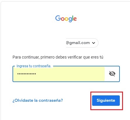 verificacion de datos cuenta gmail